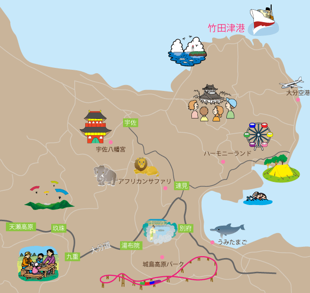 九州地方観光マップ