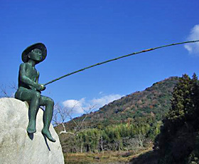 湯野温泉 夏目漱石の「坊ちゃん」モデル銅像